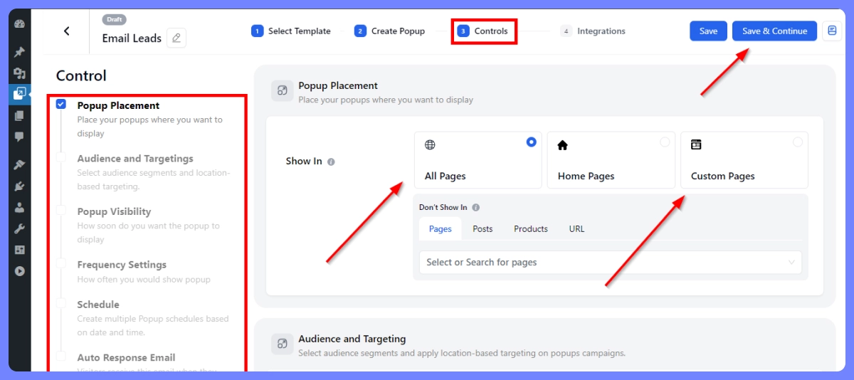 Set Audience Targeting Options in poptics