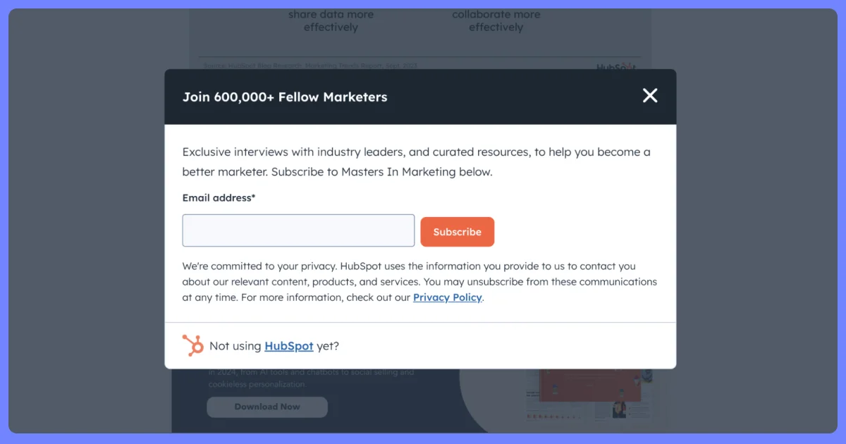 hubspot popup examples