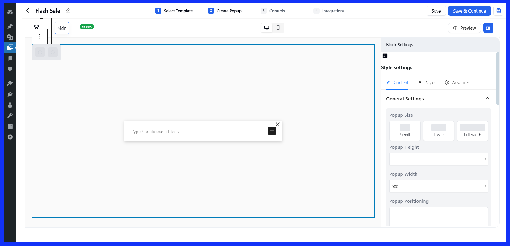 Popup editor