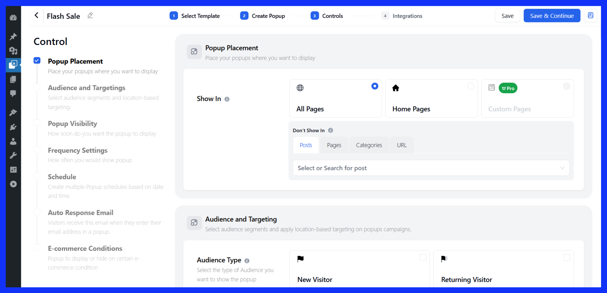 Customize the popup from popup control page