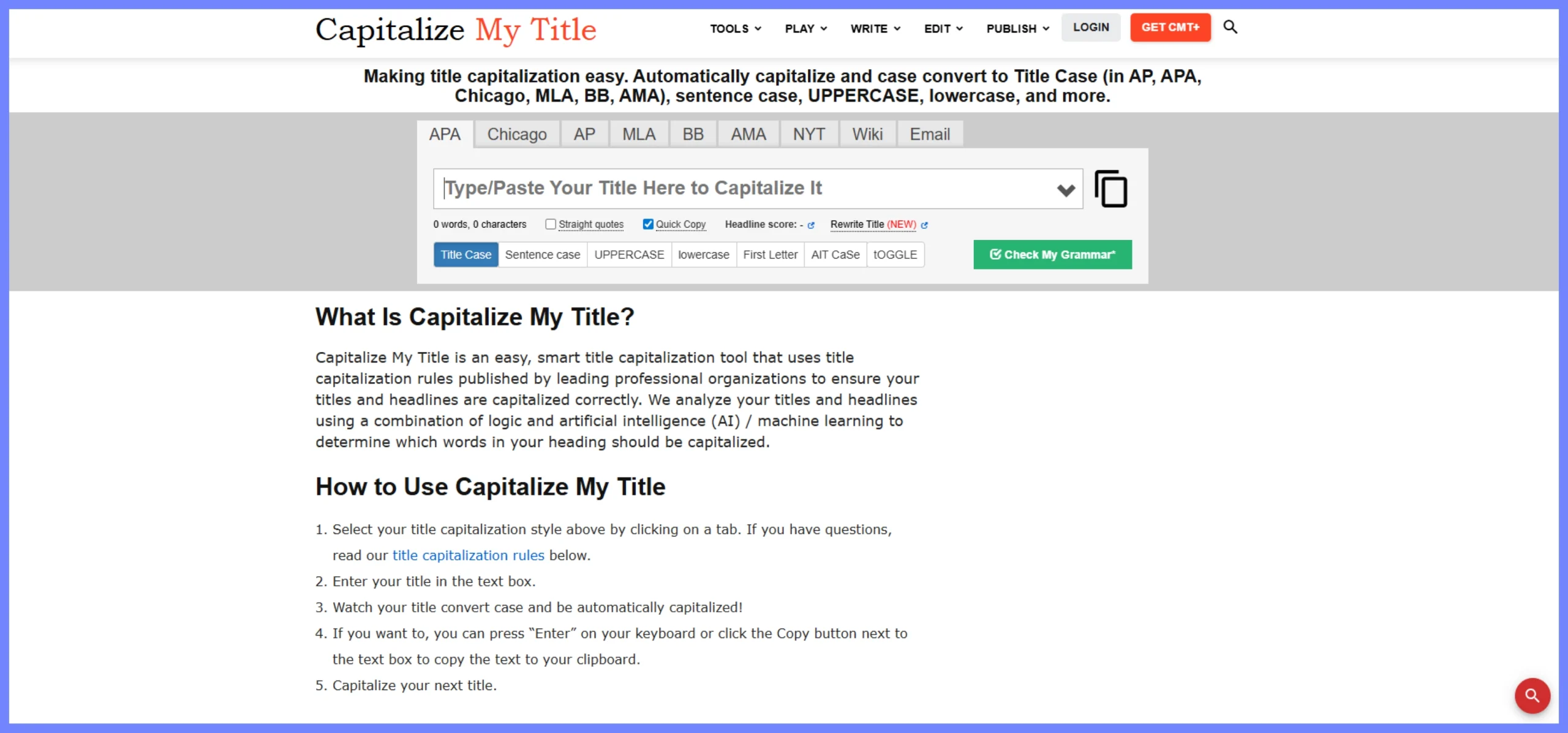 Capitalize My Title